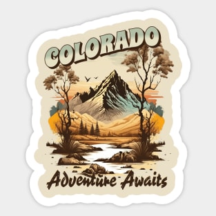 Colorado Adventure Awaits Mountain Nature Outdoors Retro Vintage Sticker